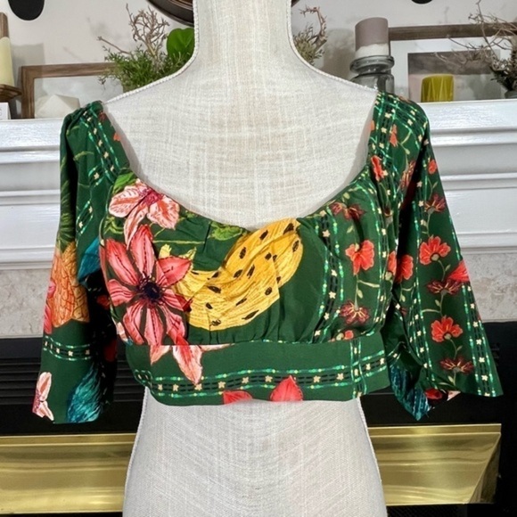 Jilem Modas Cropped Tropical Print Summer Top - Picture 2 of 12